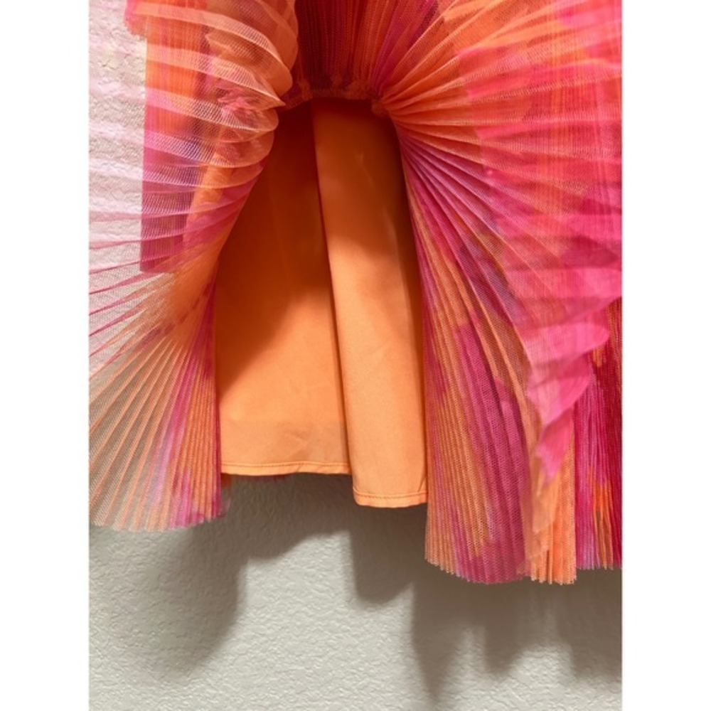 Anthropologie Hutch 6 Tier Tulle Mini Dress Orange Floral Bow Party Cocktail - Picture 10 of 12